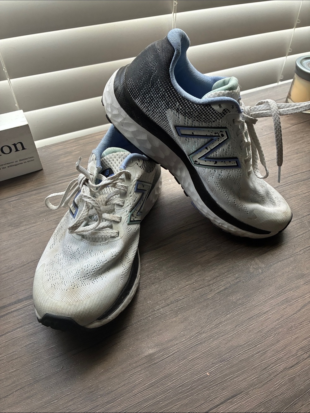 New Balance Women's White and Light Blue Running Sneakers